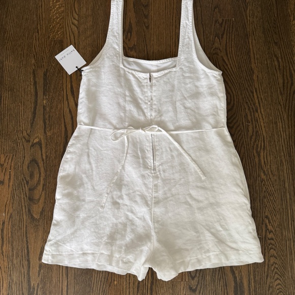 NWT White Bella Dahl Square Neck Sleeveless Linen Romper - Small - Picture 6 of 8